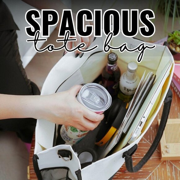 Newfoundland Dog Canvas Bag Women Mother's Day Gift with Zipper & Shoulder Strap - Picture 7 of 7